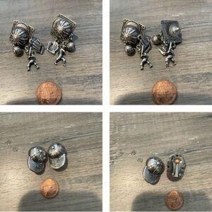 Cute Baseball earrings,one clip, one post set both sets sold together